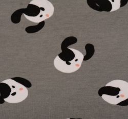 Teplákovina počesaná hlavy pejsků na šedé