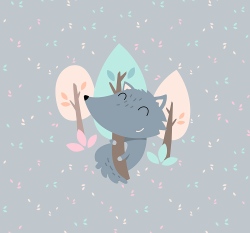 Panel číhající vlk za stromem na šedé