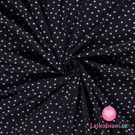 Úplet bílé kytičky na námořnické modré 