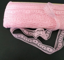 Krajka silonová růžová kytičky 28 mm 