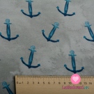 Teplákovina potisk modré kotvy na světle šedé, BIO