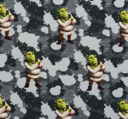Teplákovina potisk Shrek na šedém maskáči