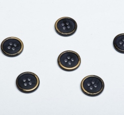 Knoflík tmavě hnědý se zlatým okrajem