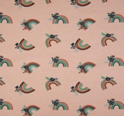 Úplet potisk rozkvetlá duha na zaprášené růžové