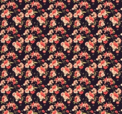 Úplet potisk rozkvetlé růže na tmavě modré