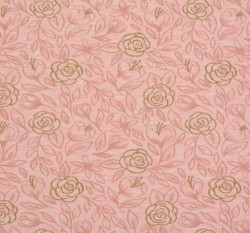 Teplákovina počesaná potisk zlaté růže na ekru melé 