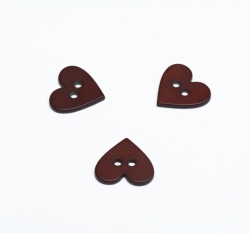 Knoflík srdíčko hladké tmavě hnědé