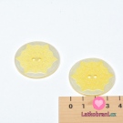 Knoflík kulatý, žlutý, vločka s mandalou