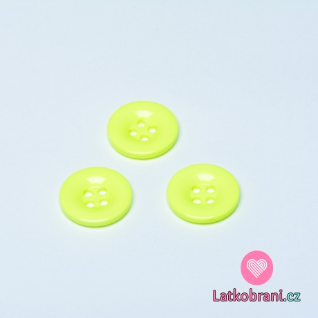Knoflík hladký, lesklý, žlutý 25mm