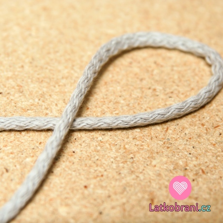 Šňůra kulatá oděvní bavlna 4 mm světle šedá