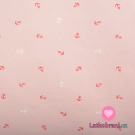 Úplet potisk nepravidelné bílé a červené kotvičky na světlince růžové