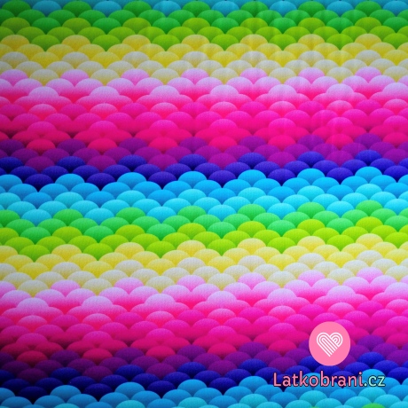 Teplákovina potisk duhové šupinky 