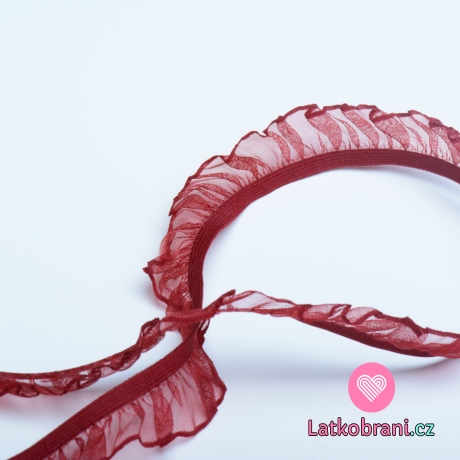 Pruženka prádlová, s volánem bordová