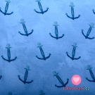 Teplákovina potisk modré kotvy na světle modré, BIO