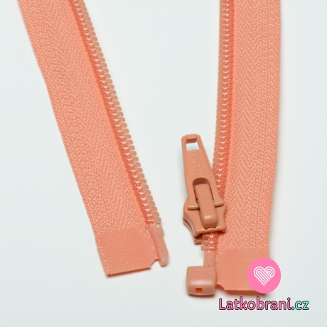 Zip spirálový dělitelný lososový 55cm