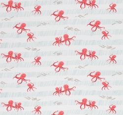 Úplet potisk červené chobotničky na proužcích