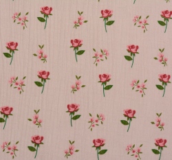 Dvojitá gázovina / mušelín růžičky na pudrové