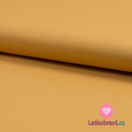 Bavlněná halenkovina (voál) hořčicová, hedvábný efekt 