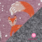 Warmkeeper potisk lištička v zasněženém lese na růžovo-fialové melange