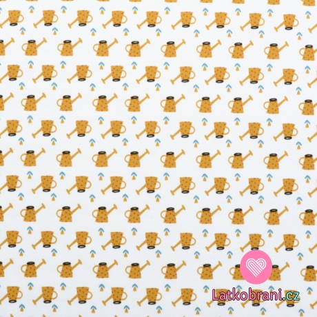 Úplet potisk okrové konvičky na bílé