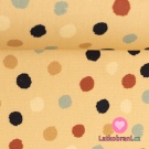 Bavlněné plátno potisk nepravidelné puntíky na zaprášené hořčicové