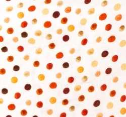 Dvojitá gázovina / mušelín puntíky na bílé 