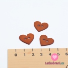 Knoflík srdíčko hladké hnědé