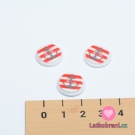 Knoflík kulatý, dětský kotva na červených proužcích