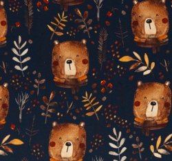 Úplet potisk méďa na tmavě modré 