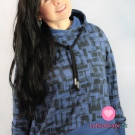 Teplákovina potisk abstrakce na džínově modré 