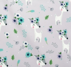 Softshell potisk půvabná srna s kvítky na fialové