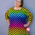 Teplákovina potisk pestrobarevný cik-cak, lehce počesaná