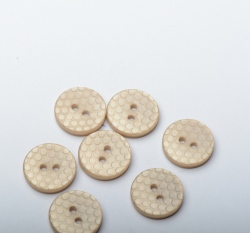 Knoflík kulatý, béžový s puntíky - malý