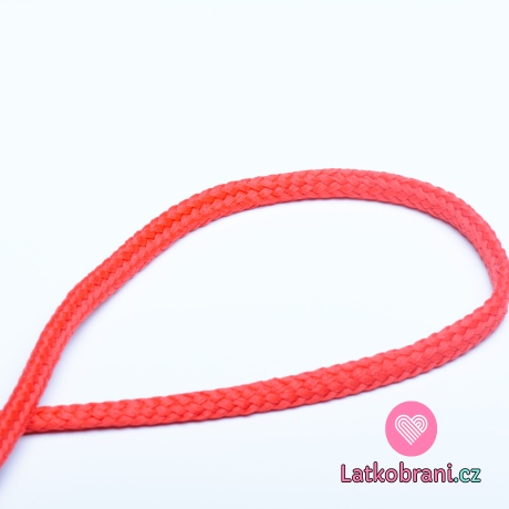 Šňůra kulatá oděvní PES 7 mm červená pentličková