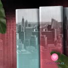 Viskózový úplet bordura mrakodrapy v šedo - mintové