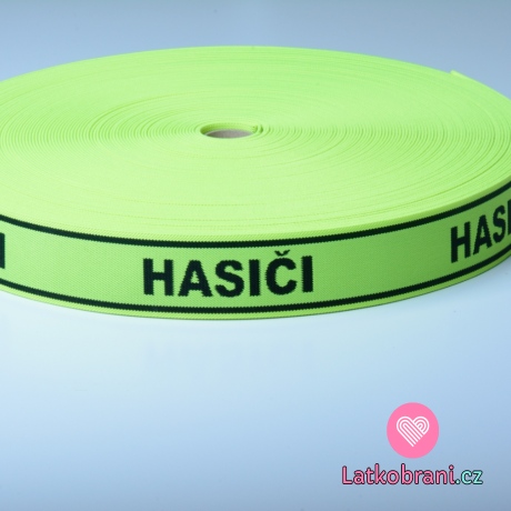 Pruženka šlová "hasiči" neonová, černý text 45 mm