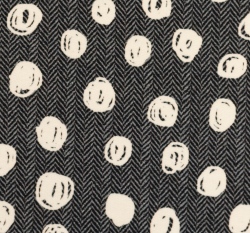 Teplákovina potisk klubíčka na antracitové se vzorem rybí kosti