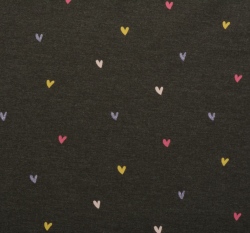 Úplet potisk malá barevná srdíčka na antracitové 