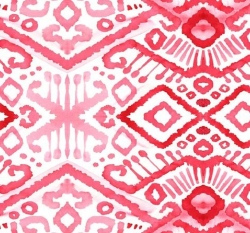 Úplet potisk červené ornamenty na bílém podkladu