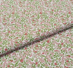 Bavlněné plátno růžové kytičky na bílé 