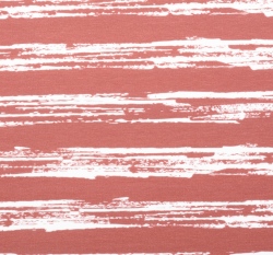 Teplákovina s příměsí modalu potisk malované proužky starorůžové