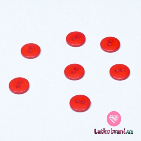 Knoflík kulatý, lesklý, červený