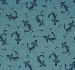 Úplet ryby na kouřově modré žíhané 