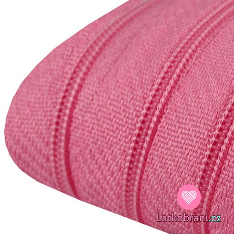 Metrážový zip spirálový 3 mm růžová 