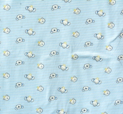 Úplet potisk malé hlavičky medvídek, slůně, jednorožec na světlemodrém proužku