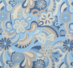 Viskózový úplet modré květiny na bílé 