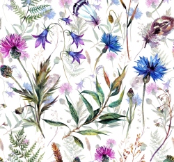 Úplet potisk luční kvítí a peříčka