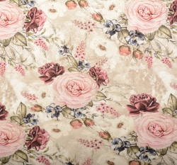 Úplet potisk elegantní růže na béžovo-ecru podkladu