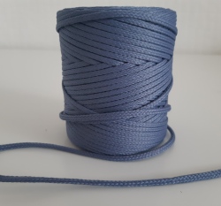 Šňůra oděvní kulatá  PES 4 mm šedo-modrá