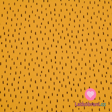 Úplet potisk černé čárky na okrové, BIO